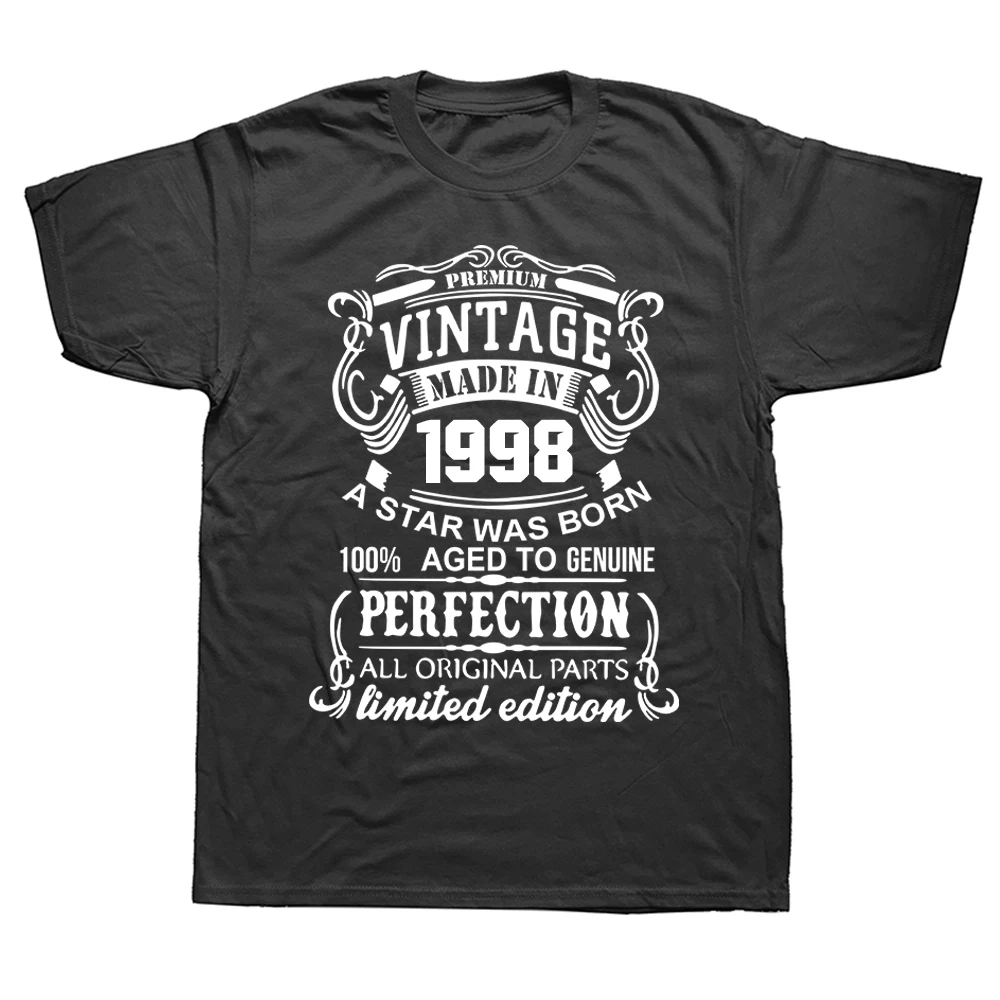 

Made Vintage In 1998 T-shirts Men Dad Father Short Sleeve 24 Years Old 24Th Birthday Gift T Shirt Cotton Streetwear Hip Hop Tops