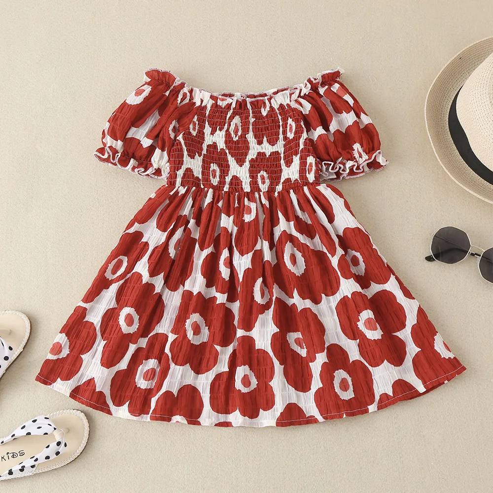

New Summer Girl Goes Out Princess Dress Flower Bubble Sleeve Dress Korean Girl Baby