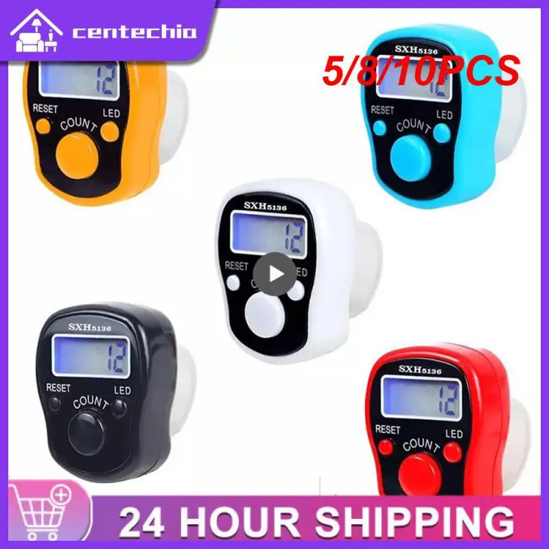 

5/8/10PCS Random Led Finger Counter Convenient Manual Luminous Ring Counter Portable Reset Decompression Relaxation Finger Tool