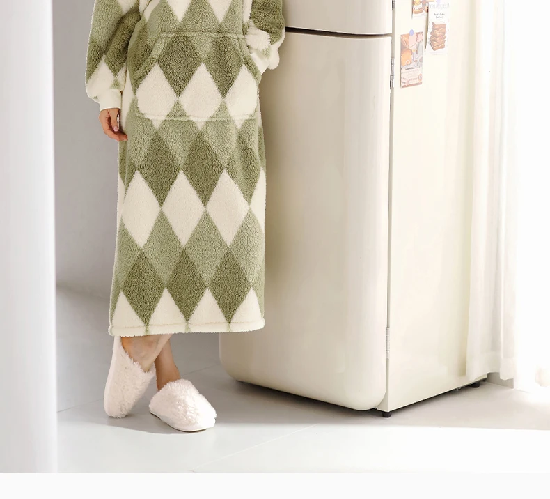 Женские ночные рубашки с ромбовидным карманом-кенгуру коралловый флис большие