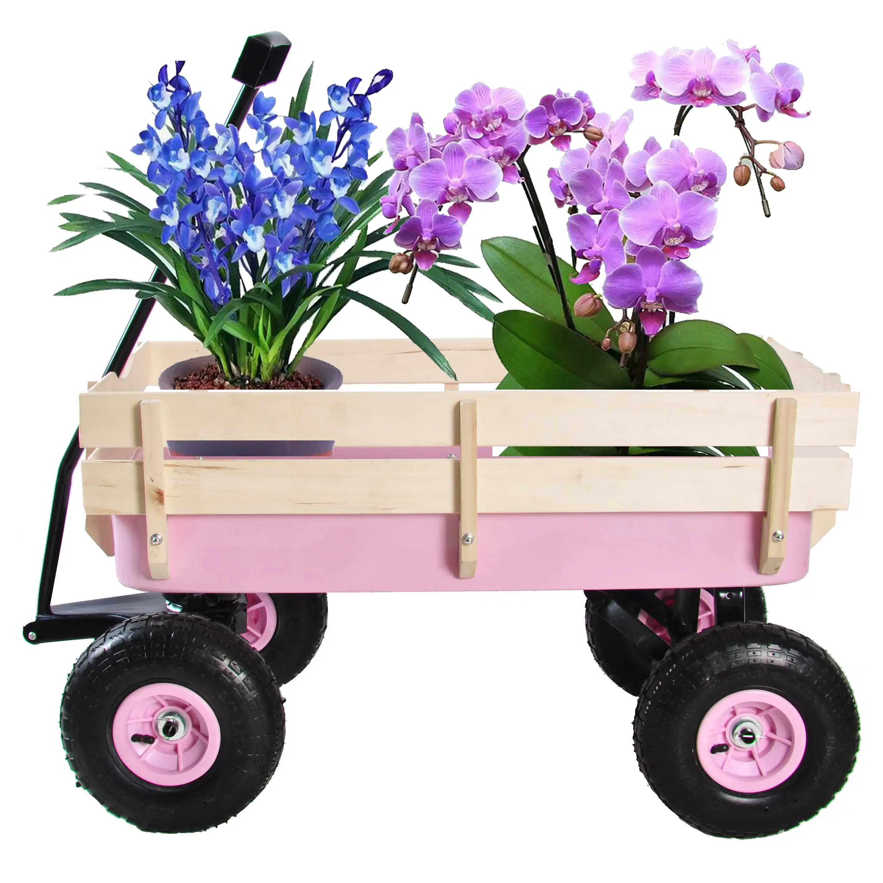 

Outdoor Wagon Cart for Kids - Beach Wagon Utility Cart with Air Tires - Pink