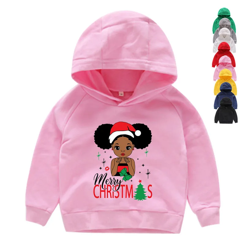 

Рождественская Толстовка с капюшоном для мальчиков и девочек, черные толстовки принцессы, детский Рождественский свитер, осенняя одежда дл...