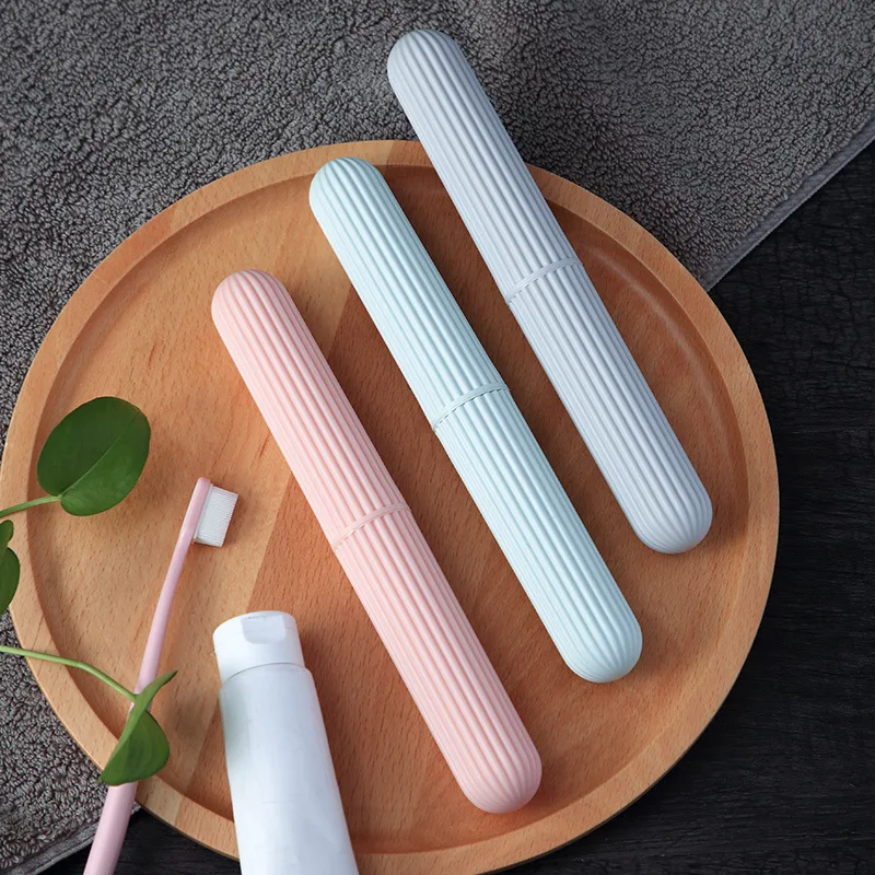 

Portable Toothbrush Barrel Stripe Toothbrush Toothpaste Bathroom Organizer Small Travel Washing Tooth Brush Cup Household