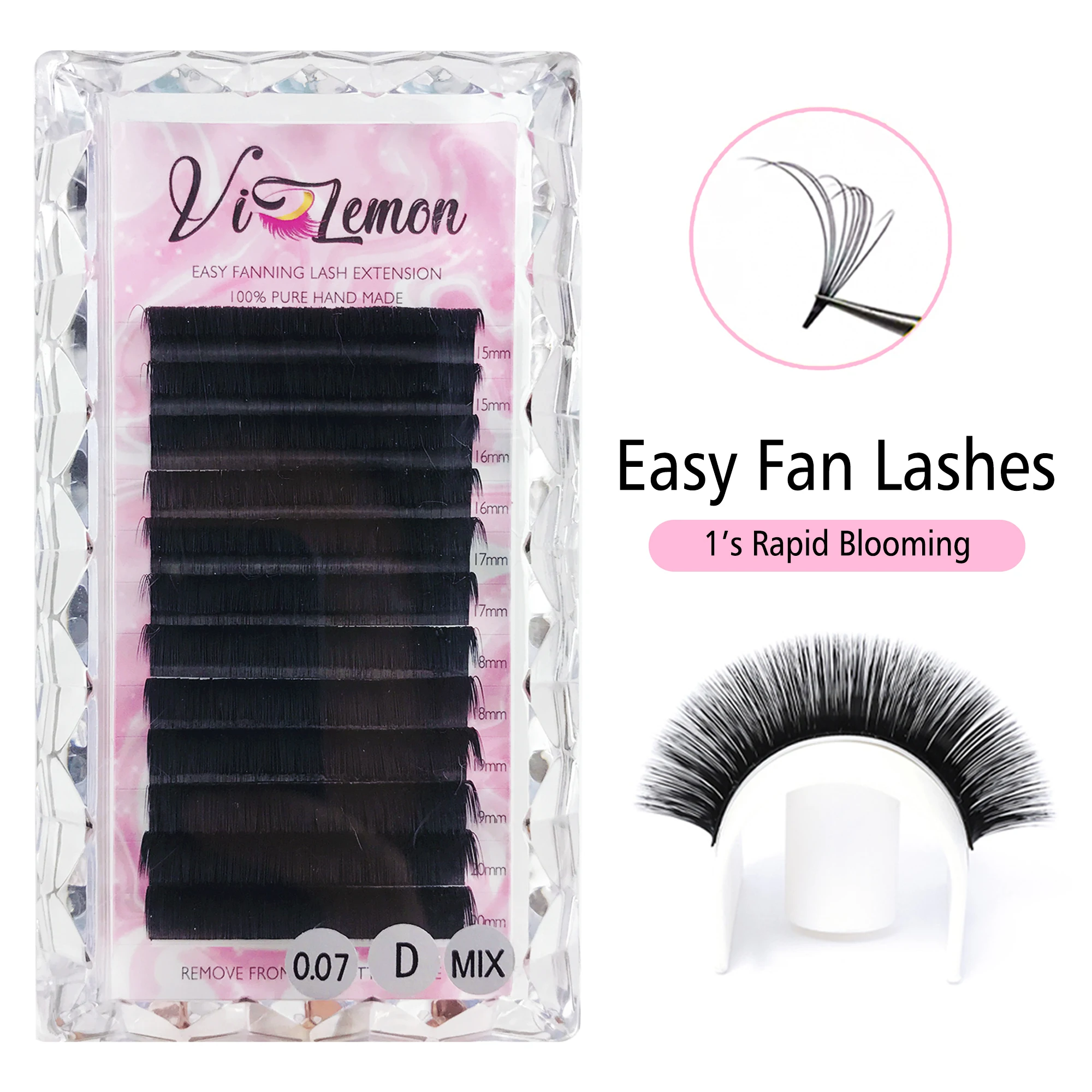 

ViLemon Easy Fan Lashes Eyelash Extension Faux Mink Auto Flowering Rapid Blooming Fans Individual Eyelash Extension Easy Fanning
