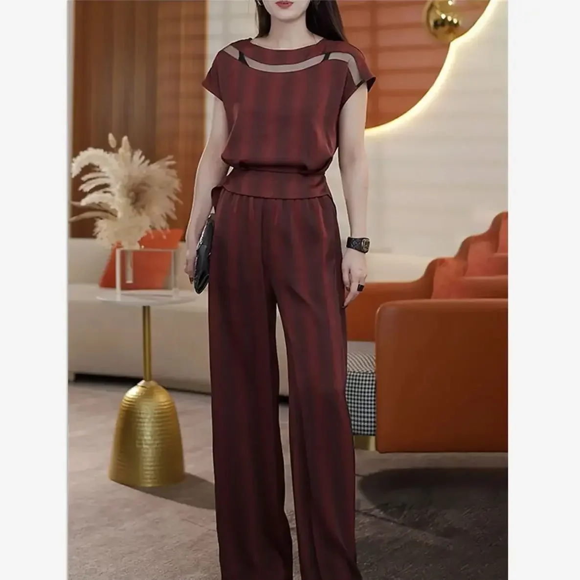 Новый элегантный летний комплект из 2 предметов женский наряд тонкая блузка в