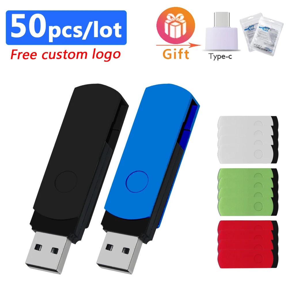 50pcs/lot USB 2.0 Flash Drive Pen Drive 128GB 64GB 32GB 16GB USB Memoria Stick High Speed Pendrive free custom logo Gifts