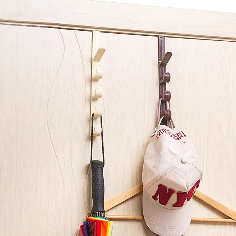 

Multifunctional Storage Hooks No Punching Rails Organization Hooks With 5 Hooks Creative Clothes Hanging Rack Wholesale 5 Hooks