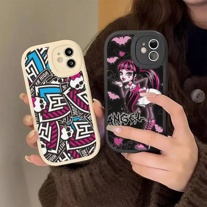 

M-Monster Cartoon High Phone Case for iPhone 13 12 11 14 Pro Max Xs X Xr 7 8 Plus Se 2022 Hard Leather silicone Cover
