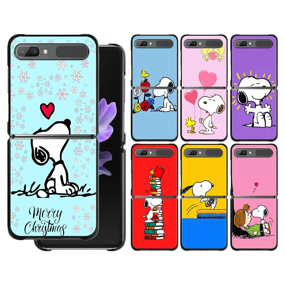

Many Color Snoopy Phone Case For Samsung Galaxy Z Flip 3 Zflip3 5G Hard PC Funda ZF3 zflip3 Shockproof Folding Shell