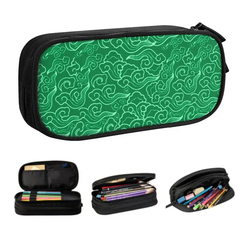 Case For Boys Gilrs Custom Jade Green Cloud Large Capacity P