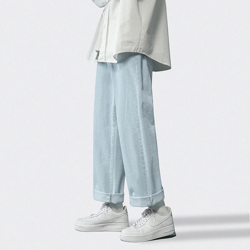 4-color Baggy Jeans Men Fashion Retro Casual Straight Jeans Men Streetwear Korean Loose Biker Denim Pants Mens Trousers M-3XL