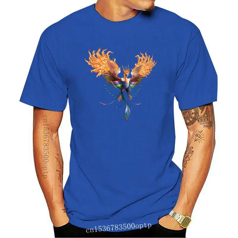 

Man Clothing New Flying Phoenix Print Cool Black T-shirt Men Awesome Cartoon Bird Design Summer Short Sleeve Soft Tops & Tee