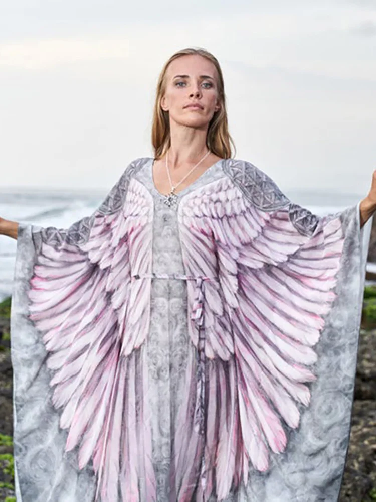 Летнее богемное платье Fitshinling женский купальник с 3D принтом крыла бикини в стиле