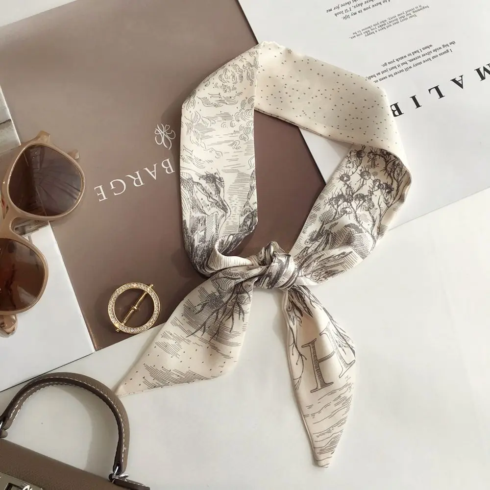 Длинная лента шарф с 26 буквами Шелковый атласный бант женский головной убор