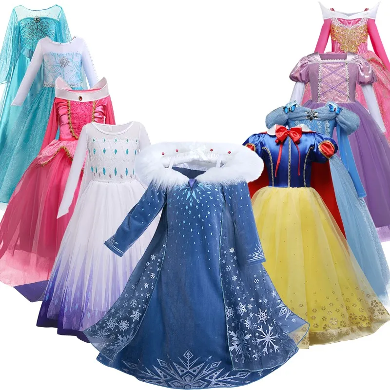 

Fancy Elsa Costume for Girls Birthday Princess Cosplay Party Dress Snow White Cosplay Vestidos Kids Carnival Easter Costume