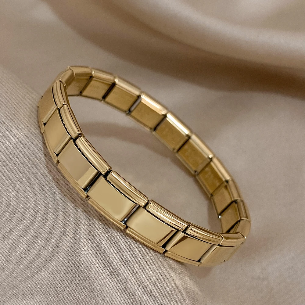 Новый эластичный квадратный браслет из нержавеющей стали для женщин Модный