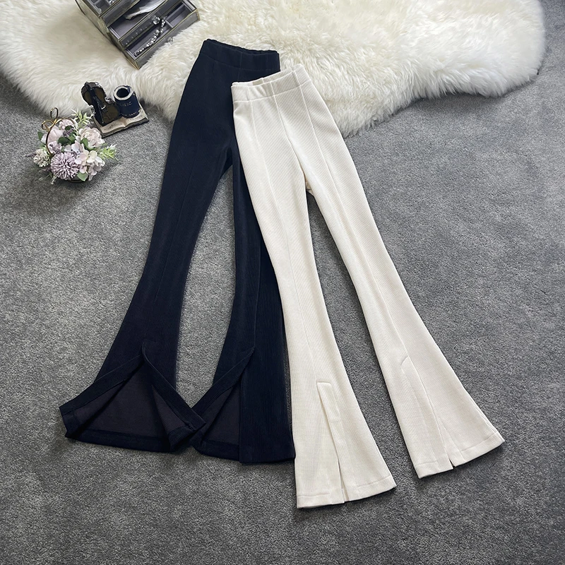 

Women 2022 Spring Autumn High Waist Bell Bottom Pants Female Slim Fit Flared Trousers Ladies Fashion Casual Skinny Pants M35
