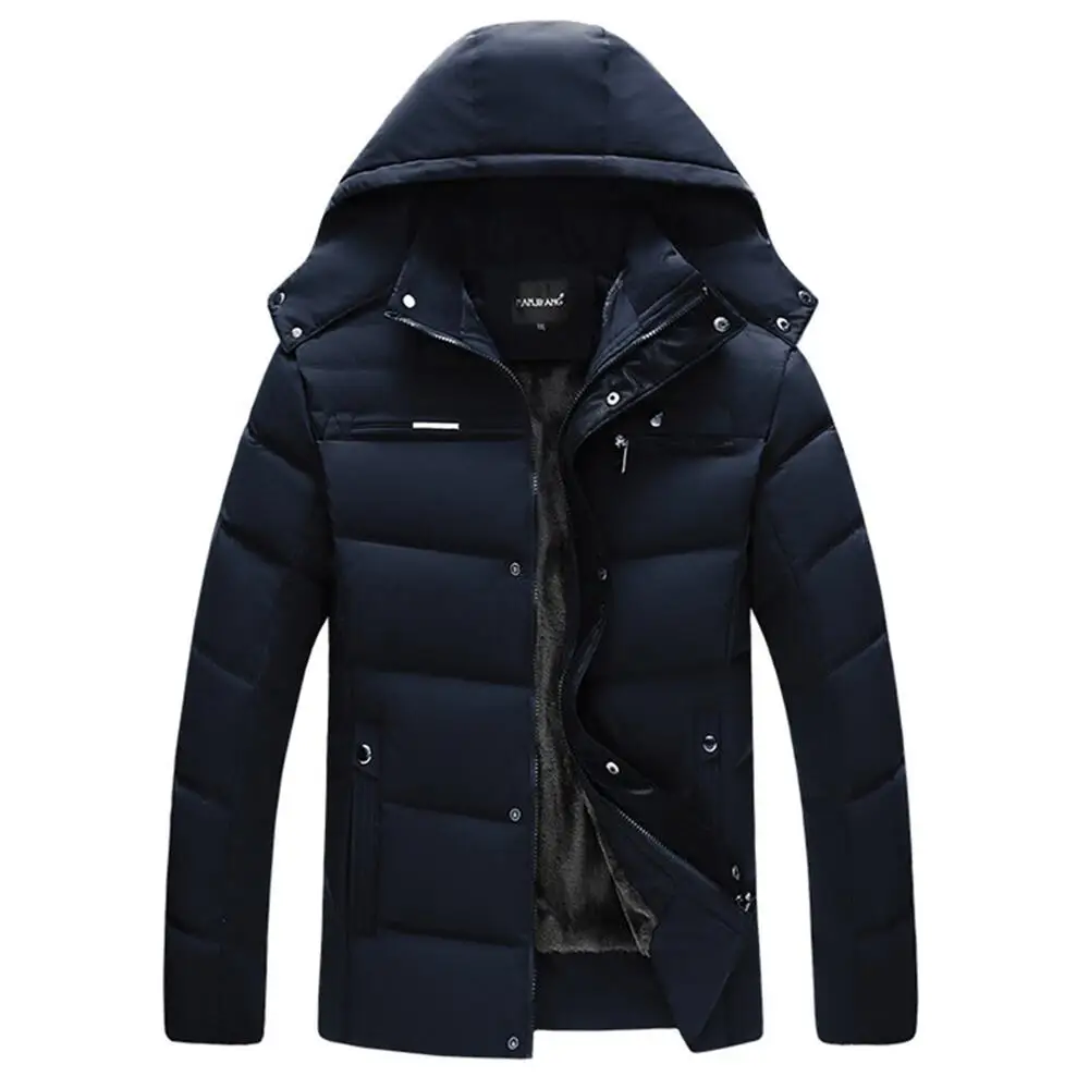 

2022 Hooded Down Jacket Men Winter Thick Cotton Jackets Male Autumn Causal Parkas Outwear Windbreaker Large Fur Collar Coat