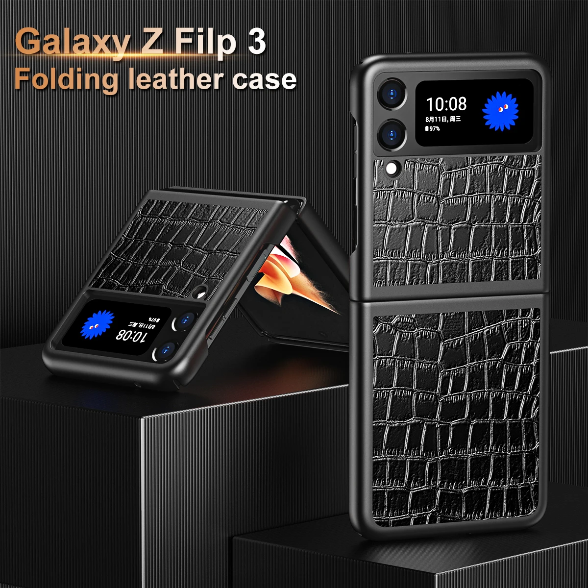 

Складной чехол из искусственной кожи для Samsung Galaxy Z Flip 3, противоударный чехол для телефона Z Flip3, пластиковый чехол с полной защитой