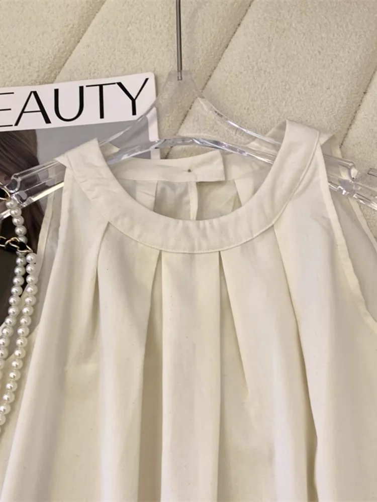 Хлопковые и льняные топы с лямкой на шее женские летние новые дизайнерские