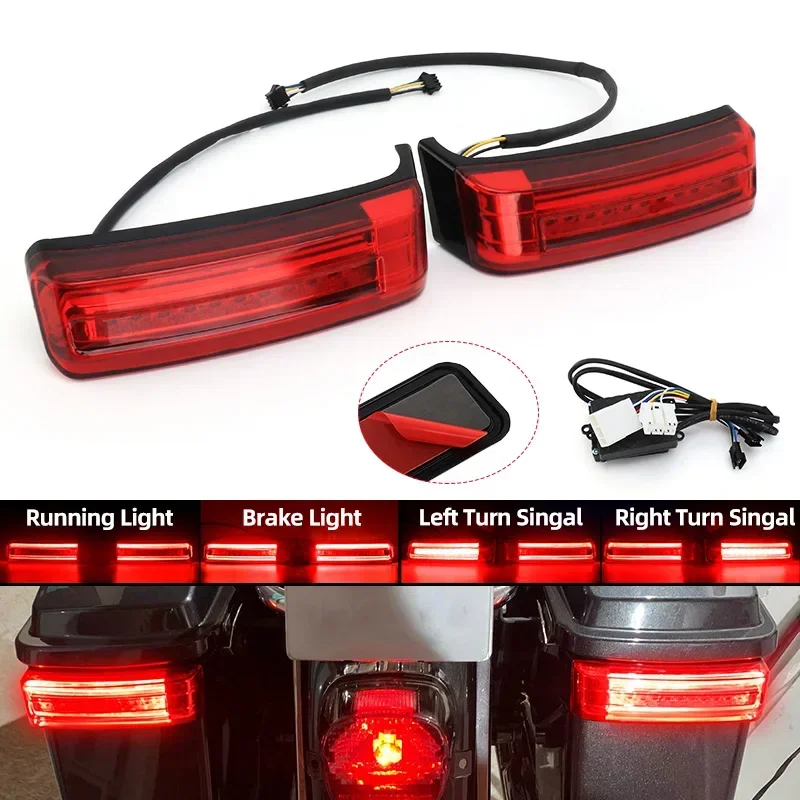 

Motorcycle LED Saddlebag Rear Light Red Lamp Luggage Turn Signal Taillight For Harley Touring Street Glide Road King CVO 96-13
