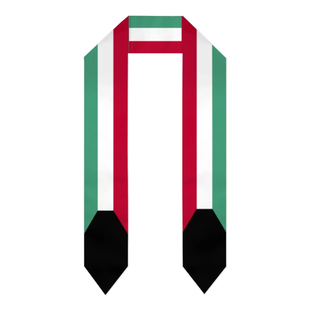 Плотный шарф-повязка с флагом Кувейта двусторонний палантин для выпускного