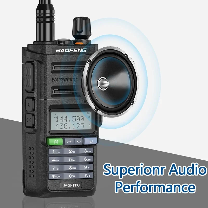 Фото Рация Baofeng UV-9R Pro V2 – 10 Вт, три режима мощности, водонепроницаемость IP68, зарядка Type-C, двухдиапазонная VHF/UHF, большая дальность действия, для любительской связи. №4