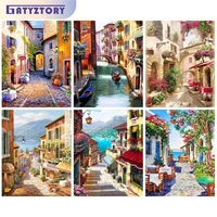 gatyztory 5d diy diamond painting town street diamond mosaic full landscape pictures of rhinestones embroidery home decoration