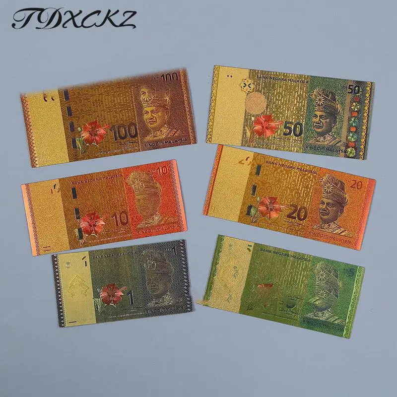 

6Pcs Malaysia Paper Gold Foil Banknote Non-currency Collection Craft