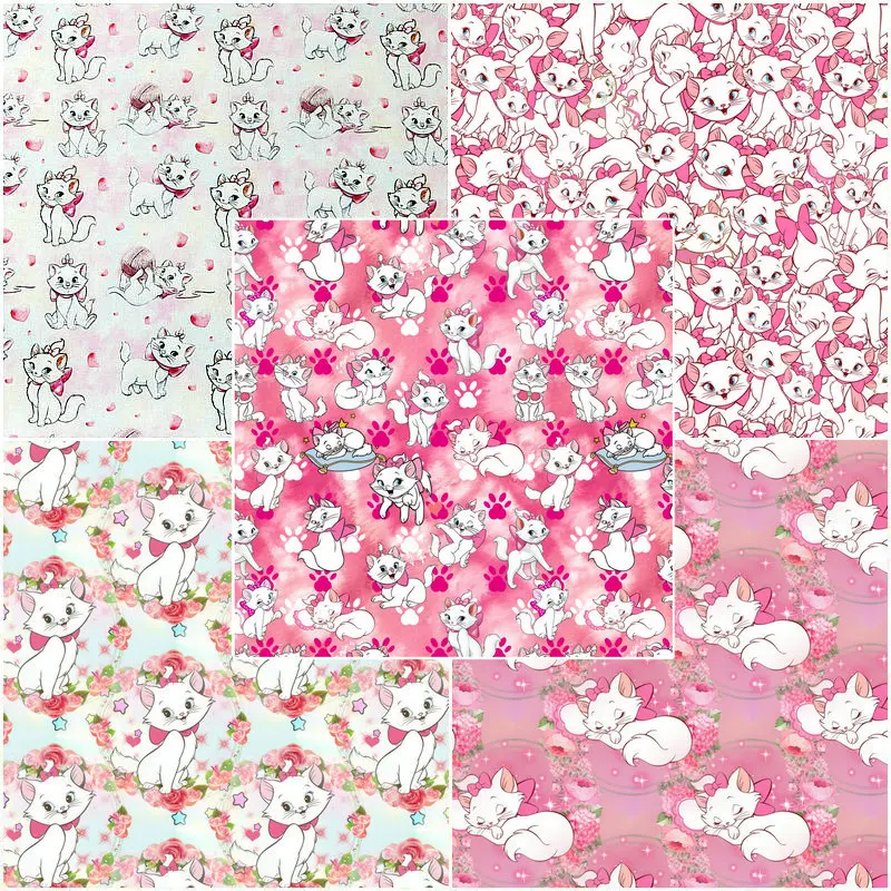 

50*140cm Disney Marie Cat Cotton Fabric For Tissue Sewing Quilting Fabric Needlework Material Diy Boy Shirt Pants Handmade