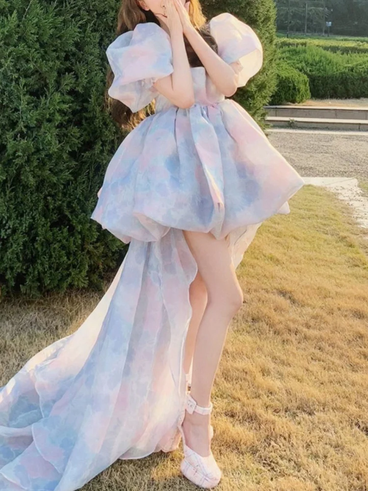 

Милое модное Короткое женское платье, элегантное французское платье с коротким рукавом, Пляжное повседневное Цветочное платье, корейское летнее шикарное платье 2023