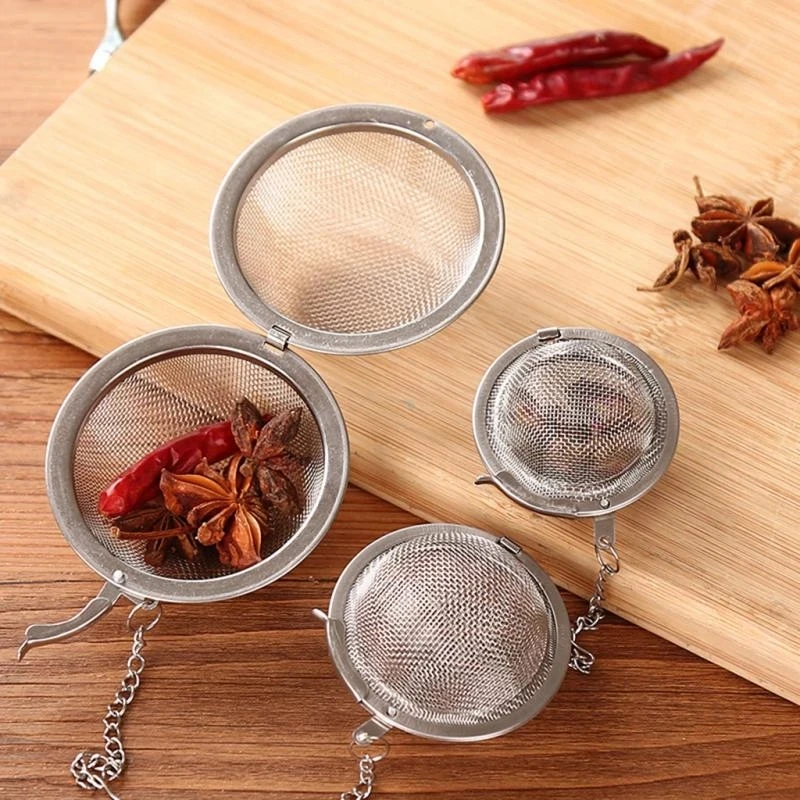 

Stainless Steel Tea Strainer Sphere Locking Spice Filter Seasoning Ball Mesh Residue Cooking Brine Bag Infusers Kitchen Tools