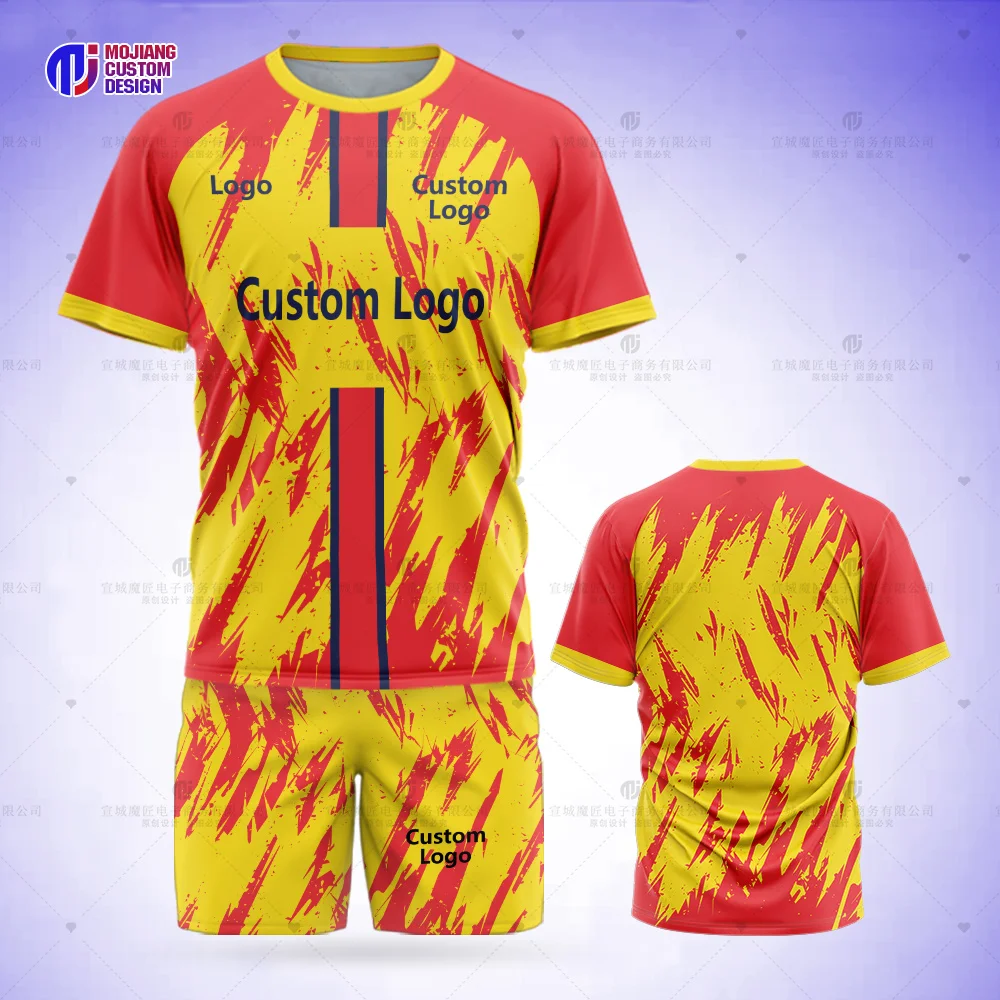 Vector HD 2023 Custom T-shirt Mesh Cloth Soccer Jersey Adult Kids Football Training Wear DIY Shorts Team Logo Set