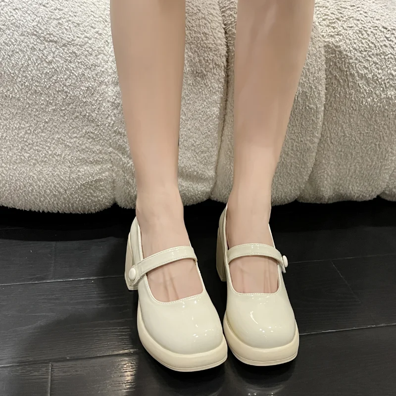 

2023 Hot Sale Women's Shoes Mary Janes Women's High Heels Elegant Party Pumps Women Solid Shallow Shoes Female Zapatos De Mujer