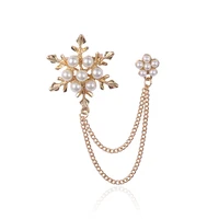 alloy womens snowflake pearl brooch jewelry scarf buckle clothing dress suit womens tassel chain brooch