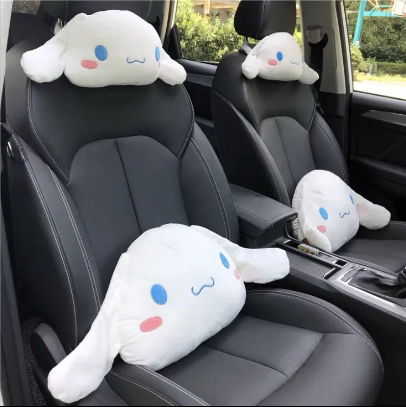 

Милая плюшевая наполненная Подушка Sanrio Cinnamoroll для подголовника автомобиля, поясная подушка для шеи, мультяшная большая ухая собака, набор п...