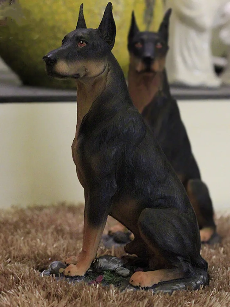 Фото Домашний декор, украшения Doberman, имитация животного, дизайн собаки с базовыми фигурами, украшения для дома, аксессуары для комнаты, миниатюры №1