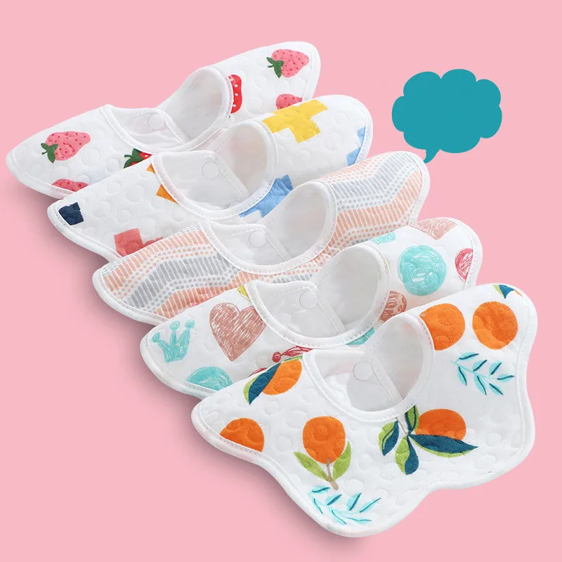 

Детское поворотное на 360 градусов 4 слоя хлопчатобумажная марлевая ткань для заусенцев мягкое слюнявчик для новорожденных Слюнявчик с защи...