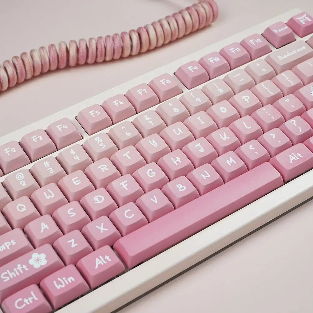 

XDA Proifile 127 keys PBT Dye Sublimation Keycaps Cute Pink Sakura DIY Custom Keycap for Mechanical Keyboard MX Switches