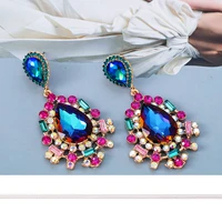 new bohemian colorful crystal drop earrings fine geometric rhinestones dangle earrings for women jewelry party gift high quality