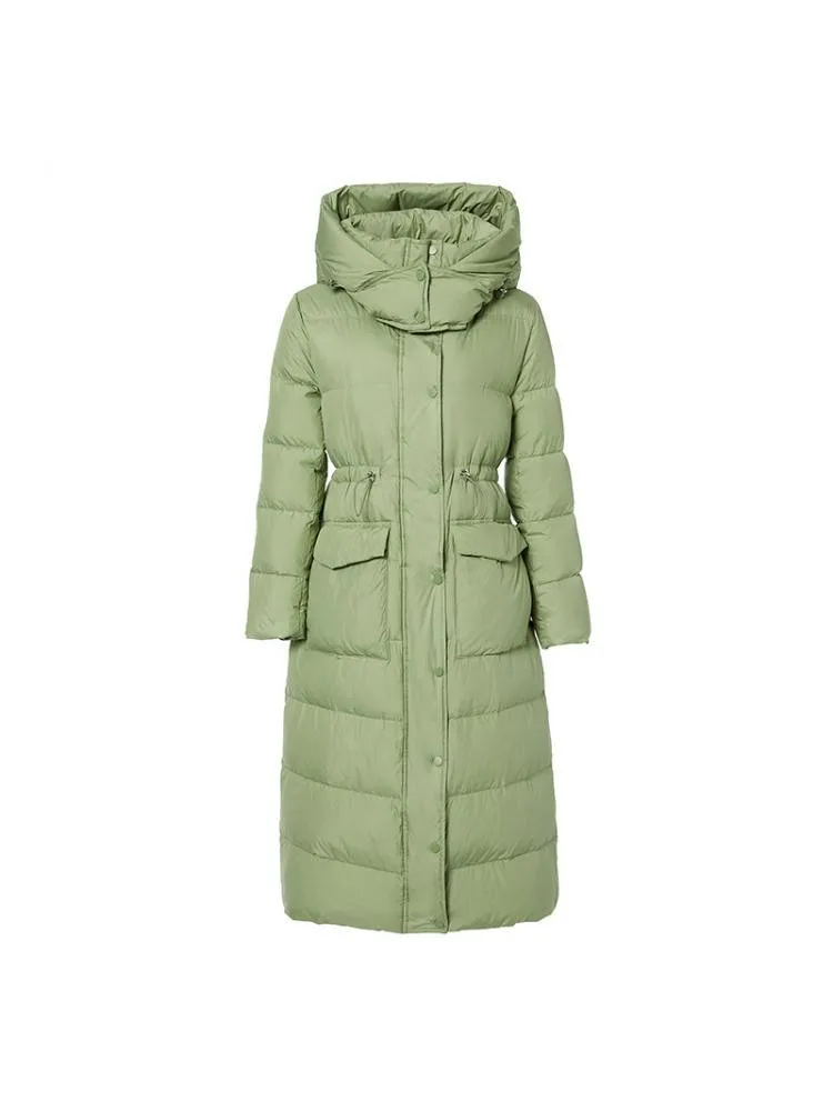 2022 Winter High End Hooded Black Thickened Long Loose 90 White Duck Down Coats Women Warmer Bread Cloth Jackets