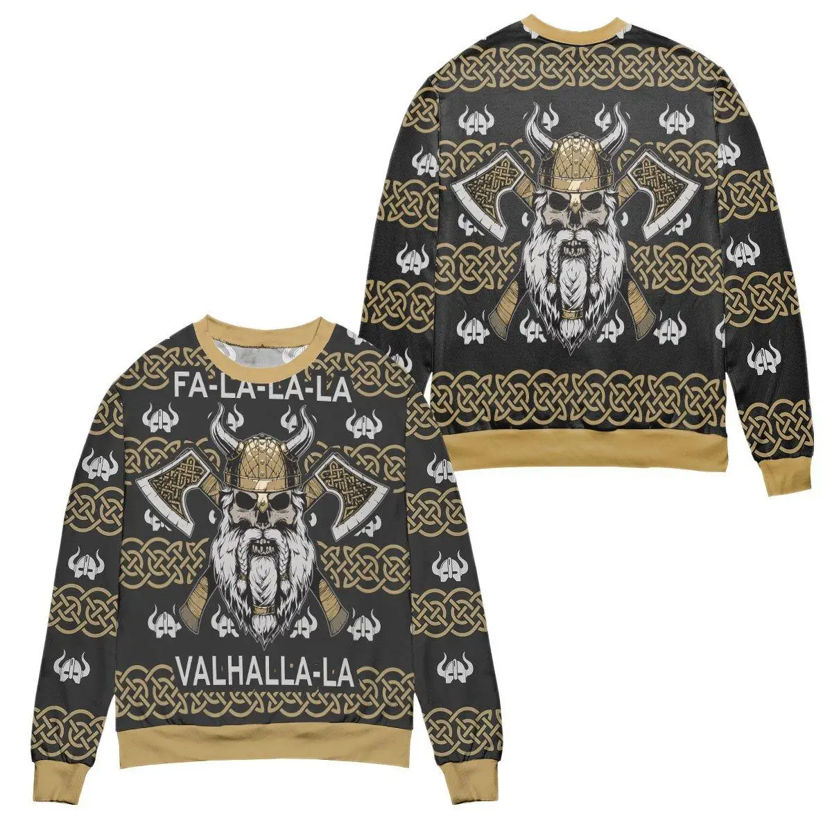 Men Vintage Viking Sweater Streetwear Hip Hop 3D Print Knitted Pullover Autumn Harajuku Fashion Retro Casual Hoodies