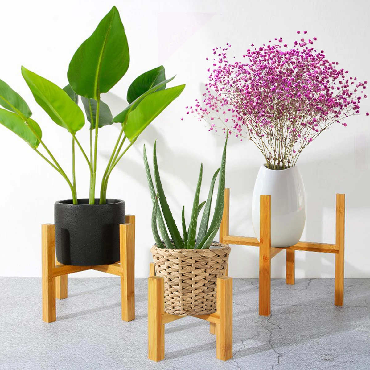 

Wooden Flower Pot Holder Four-Legged Mid Century Planter Indoor Pot Display Rack Adjustable Plant Stand House Plant Home Decor