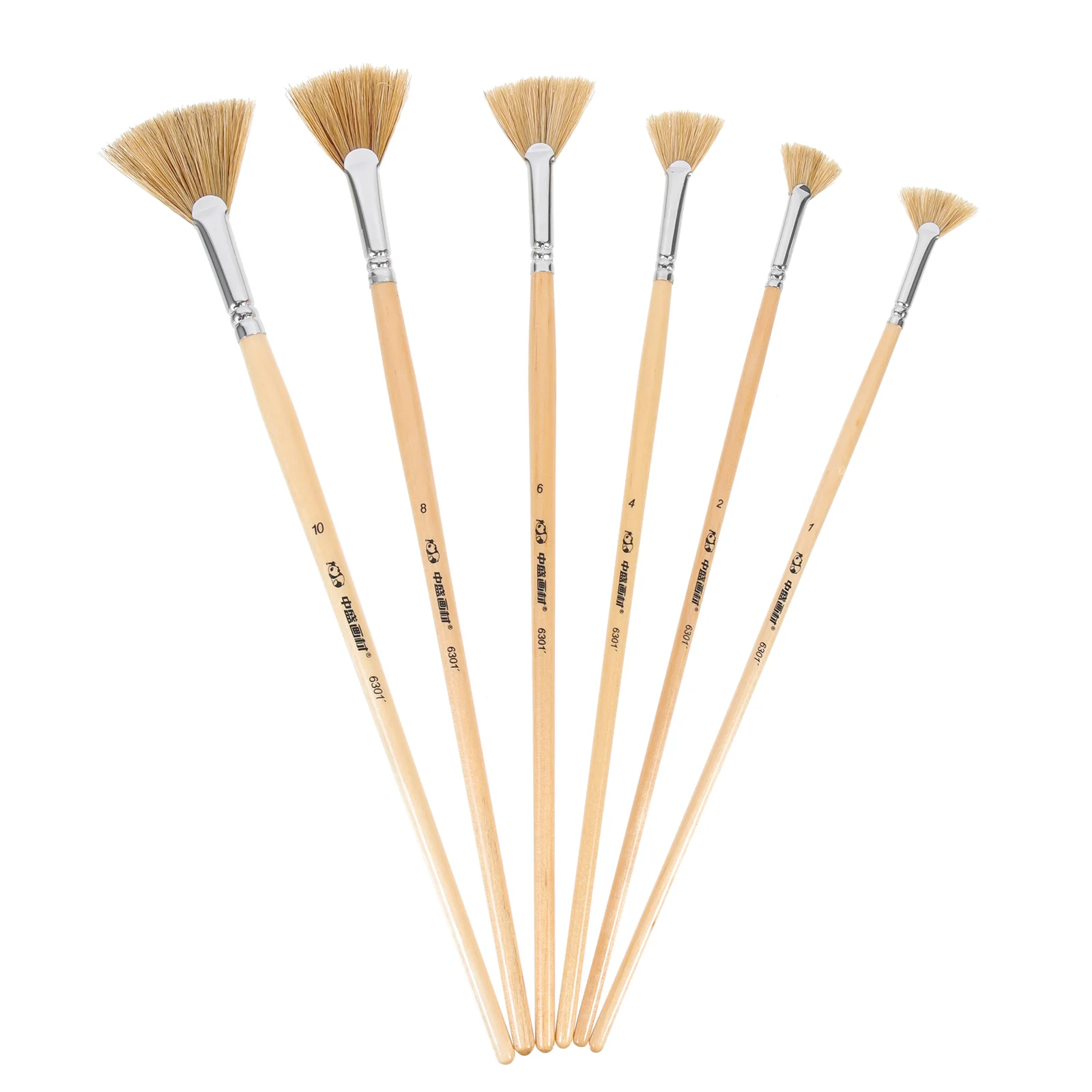 

6 Pcs Portable Fans Oil Paintbrush Accessory Wear-resistant Painting Supply Solid Wood Child
