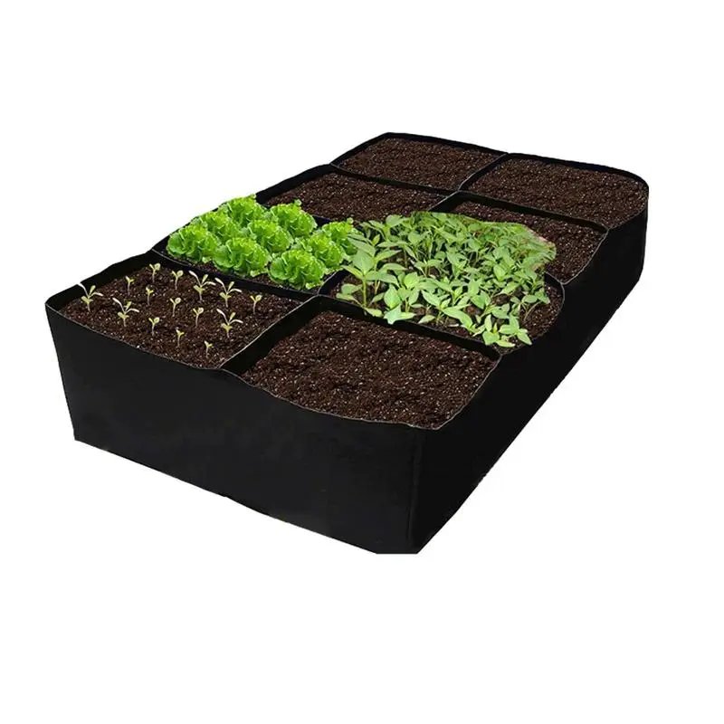 

Plant Bag For Growing 128 Gallon Raised Planter Rectangle Grow Bed Planting Container With 8 Partition Grids Gardening Tools