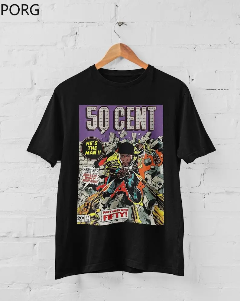 

50 Cent Inspired Comic Book Rap Graphic Tee Vintage 90's Style T-Shirt Women'S Printed Short Sleeve T-Shirt Harajuku T Shirt