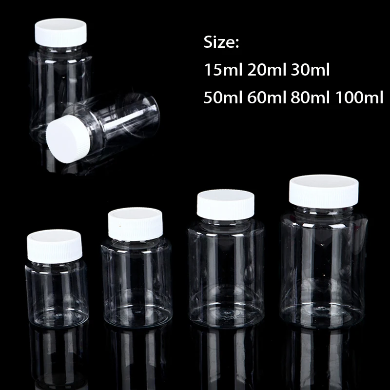 5-30pcs Refillable Bottles 15ml 20ml 30ml 50ml 60ml 80ml 100ml Plastic PET Clear Empty Seal Bottles Container with screw cap