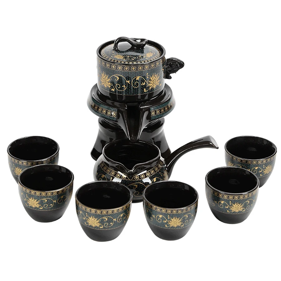 Автоматический Вращающийся Чайный Сервиз С Цветочным Графитом Семейный