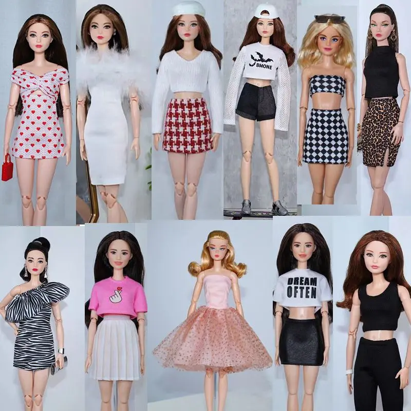 

1/6 Dolls Outfits for Barbie Doll Dress for Barbie Clothes Shirt Sweater Tops Skirt Shorts 11.5" Dollhouse Accessories Girl Toys