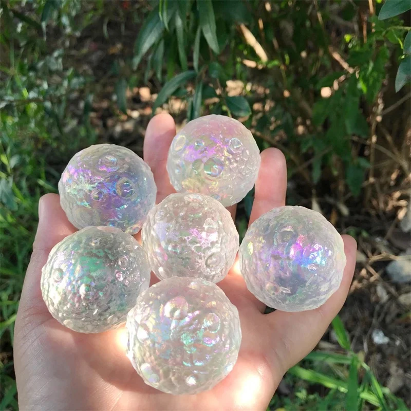 

Шарики Из Натурального Кристалла Aura Crystal Moon, красочный Радужный прозрачный кварц, необработанный исцеляющий подарок